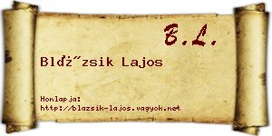 Blázsik Lajos névjegykártya